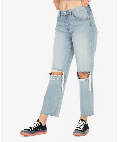 Juniors' Straight-Leg Ripped Jeans Indigo Medium $11.80 Jeans