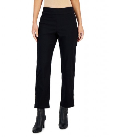 Petite Lace-Up-Hem Pull-On Pants Deep Black $11.60 Pants
