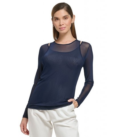 Women's Layered Cutout Mesh Top Twilight $19.88 Tops