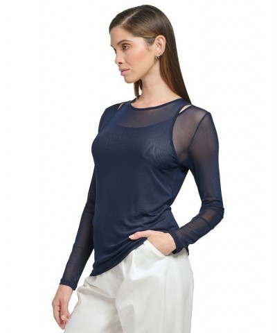 Women's Layered Cutout Mesh Top Twilight $19.88 Tops