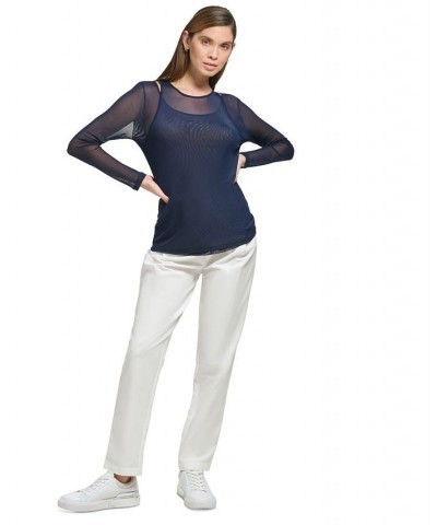 Women's Layered Cutout Mesh Top Twilight $19.88 Tops