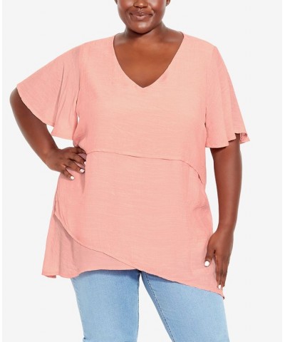 Plus Size Mylah Layer Tunic Top Pink $24.27 Tops