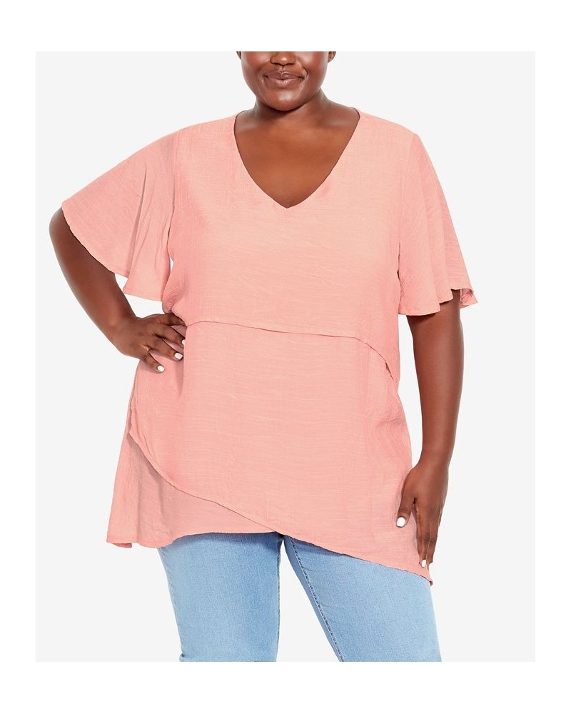 Plus Size Mylah Layer Tunic Top Pink $24.27 Tops