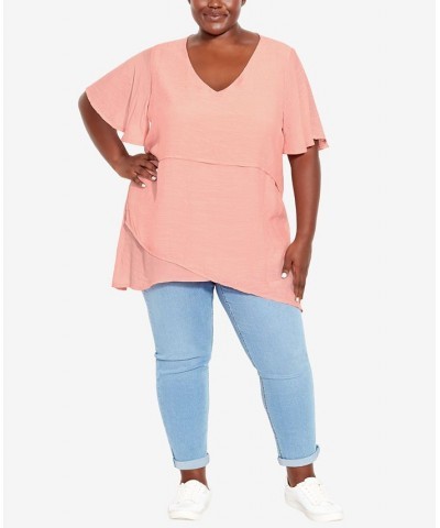 Plus Size Mylah Layer Tunic Top Pink $24.27 Tops