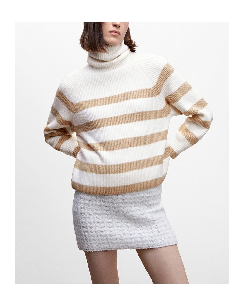 Women's Striped Turtleneck Sweater Tan/Beige $35.00 Sweaters