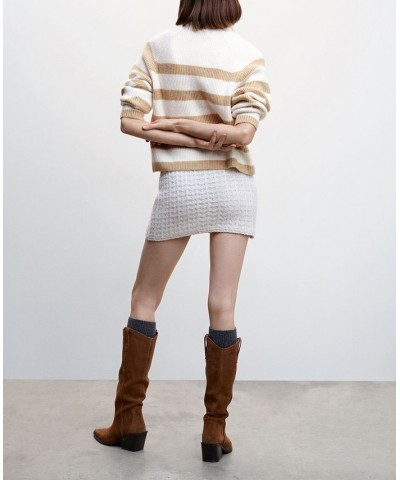 Women's Striped Turtleneck Sweater Tan/Beige $35.00 Sweaters