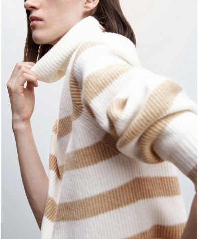 Women's Striped Turtleneck Sweater Tan/Beige $35.00 Sweaters