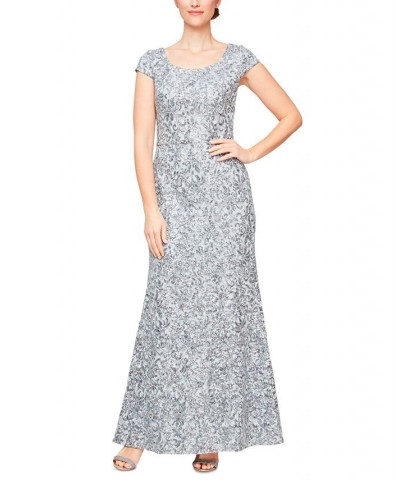 Women's Lace Fit & Flare Dress Light Blue $80.70 Dresses