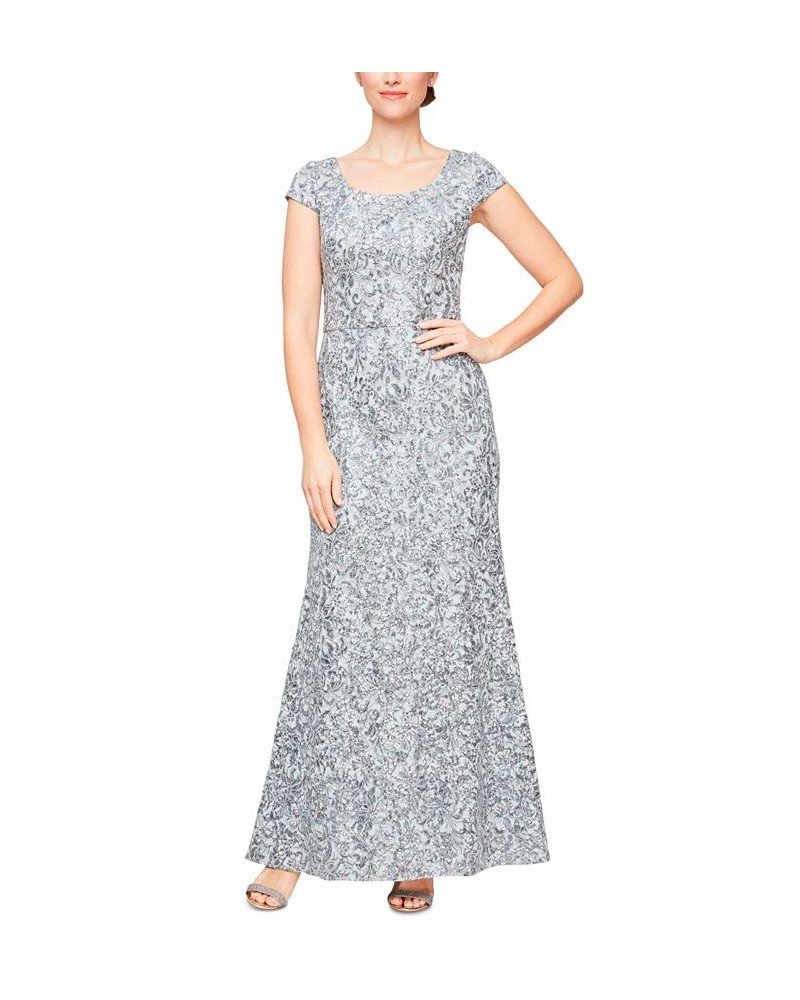 Women's Lace Fit & Flare Dress Light Blue $80.70 Dresses