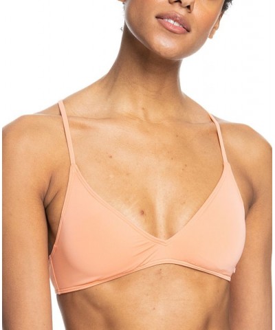 Juniors' Beach Classics Athletic Triangle Bikini Top & Tie Bikini Bottoms Orange $21.50 Swimsuits