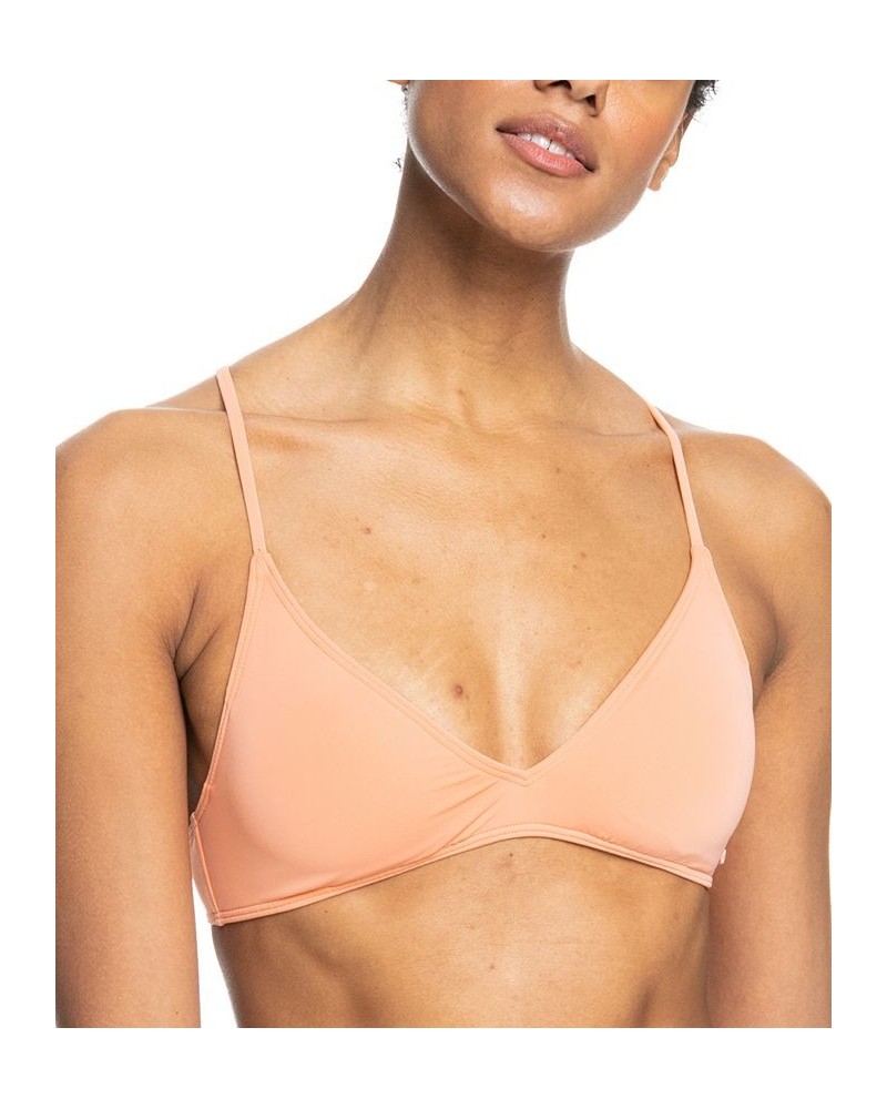 Juniors' Beach Classics Athletic Triangle Bikini Top & Tie Bikini Bottoms Orange $21.50 Swimsuits