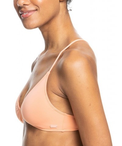 Juniors' Beach Classics Athletic Triangle Bikini Top & Tie Bikini Bottoms Orange $21.50 Swimsuits