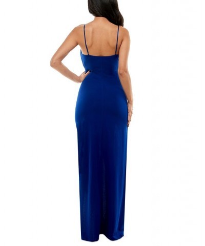 Juniors' High-Slit Gown Royal $43.45 Dresses