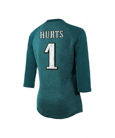 Women's Threads Jalen Hurts Midnight Green Philadelphia Eagles Name and Number Raglan 3/4 Sleeve T-shirt Green $28.80 Tops