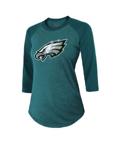 Women's Threads Jalen Hurts Midnight Green Philadelphia Eagles Name and Number Raglan 3/4 Sleeve T-shirt Green $28.80 Tops