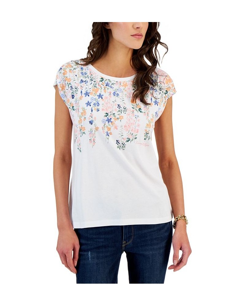 Women's Short-Sleeve Floral Top White $13.55 Tops