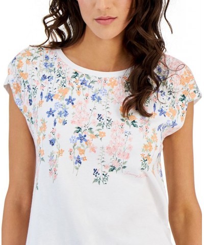 Women's Short-Sleeve Floral Top White $13.55 Tops