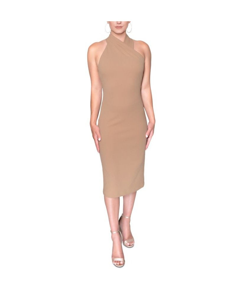 Halter Sheath Dress Tan $36.89 Dresses