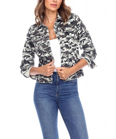 Women's Camo Denim Jacket Gray $24.64 Jackets