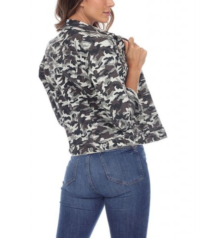 Women's Camo Denim Jacket Gray $24.64 Jackets