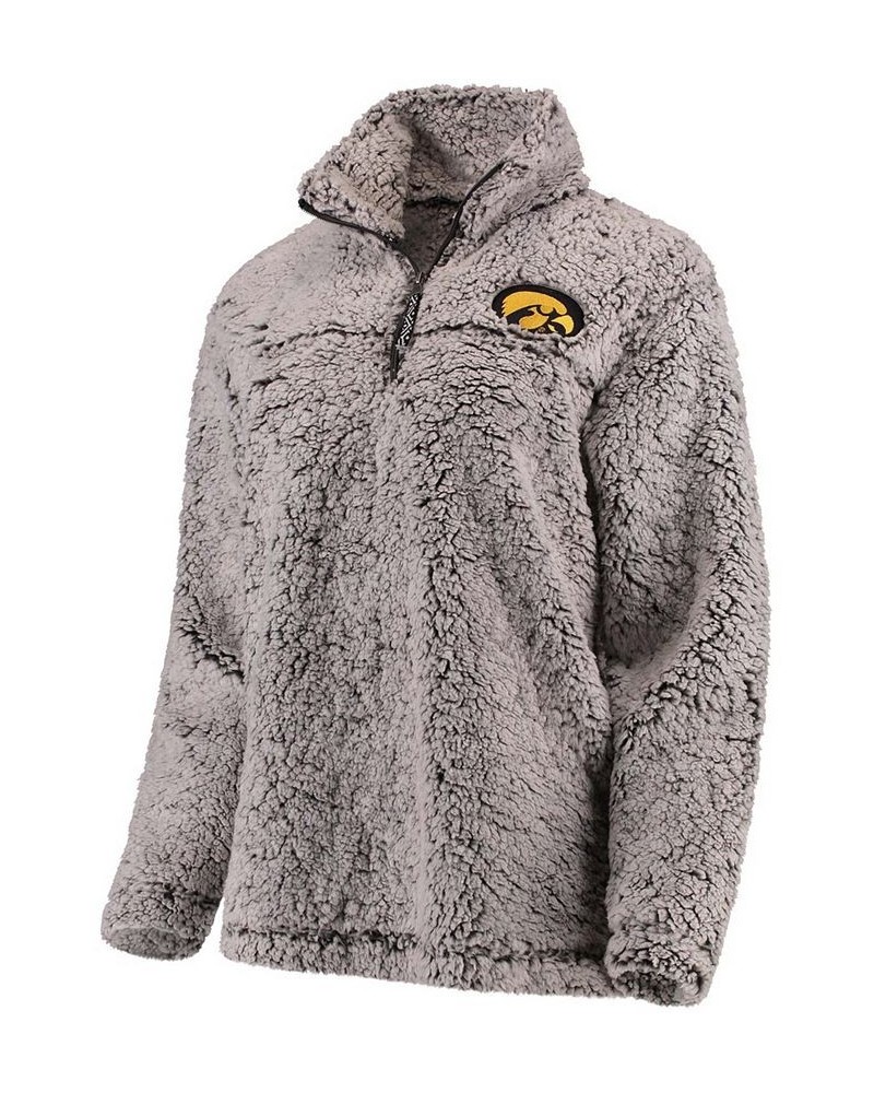 Women's Gray Iowa Hawkeyes Sherpa Super Soft Quarter-Zip Pullover Jacket Gray $37.50 Jackets