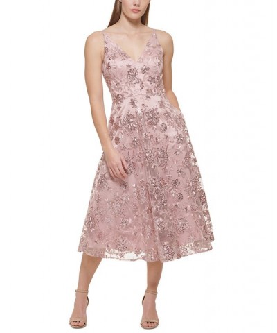 Women's Spaghetti-Strap Embellished Midi Dress Rose $76.16 Dresses