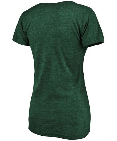 Women's Heathered Green Oakland Athletics Wordmark Tri-Blend V-Neck T-shirt Heather Green $26.54 Tops