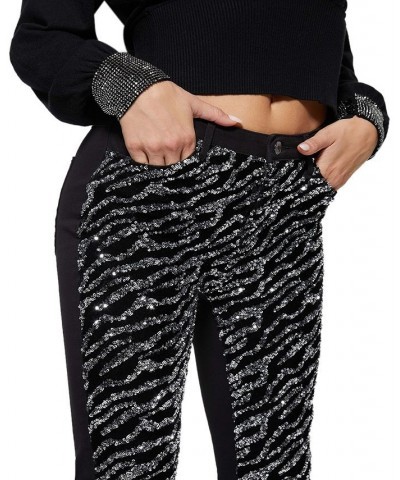 Women's 1981 Tiger Sequin Skinny Jeans Glam Tiger Silver $78.32 Jeans