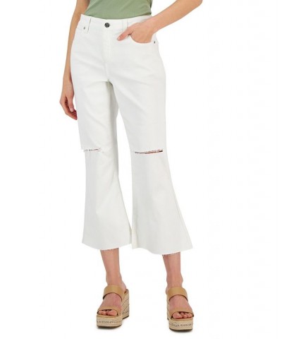 Women's Mid-Rise Ripped Kick Flare Jeans Washed White $22.50 Jeans