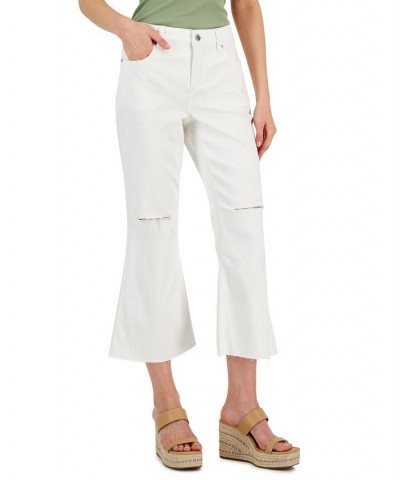 Women's Mid-Rise Ripped Kick Flare Jeans Washed White $22.50 Jeans