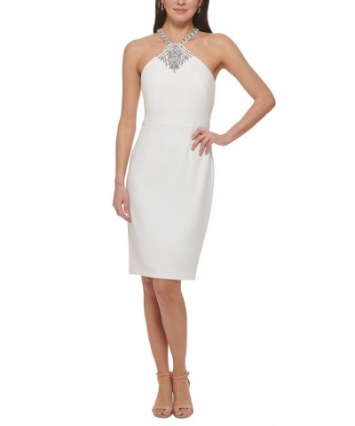 Petite Embellished Sleeveless Bodycon Dress Ivory $53.40 Dresses