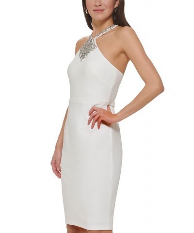 Petite Embellished Sleeveless Bodycon Dress Ivory $53.40 Dresses