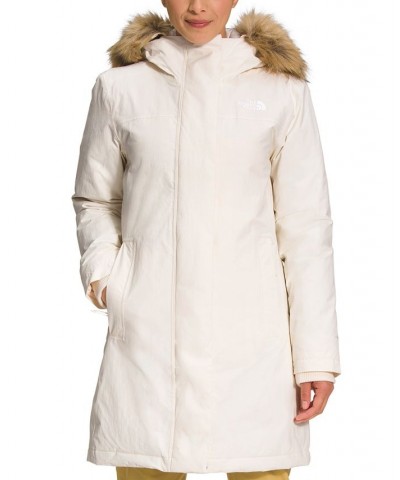 Women's Arctic Hooded Faux-Fur-Trim Parka Gardenia White $147.60 Coats
