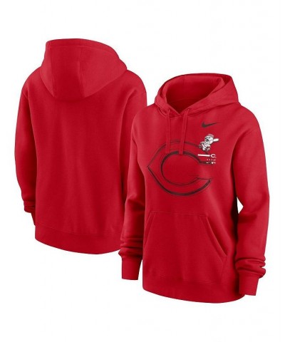 Women's Red Cincinnati Reds Big Game Pullover Hoodie Red $45.04 Sweatshirts