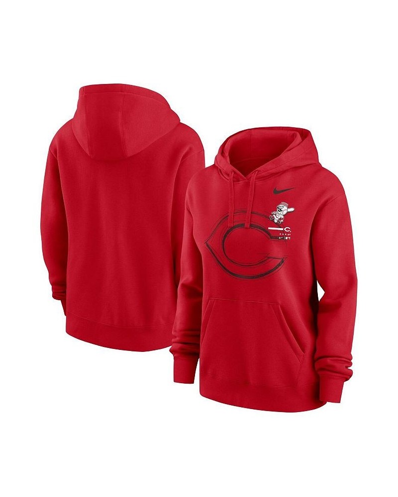 Women's Red Cincinnati Reds Big Game Pullover Hoodie Red $45.04 Sweatshirts