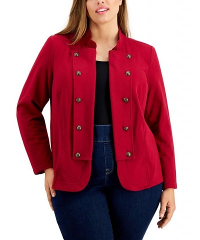 Plus Size Military Band Jacket Crimson $33.48 Jackets