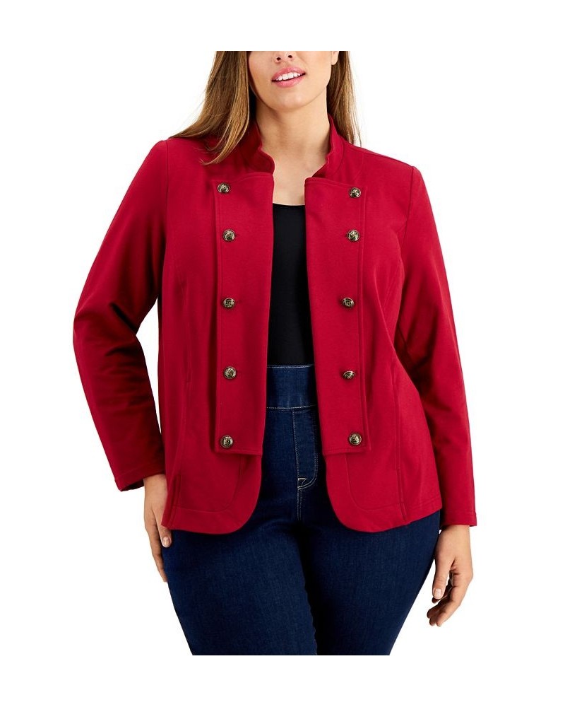 Plus Size Military Band Jacket Crimson $33.48 Jackets