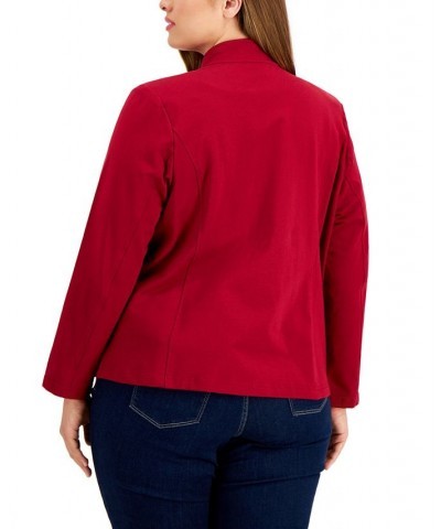 Plus Size Military Band Jacket Crimson $33.48 Jackets