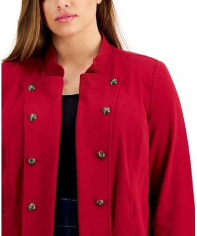 Plus Size Military Band Jacket Crimson $33.48 Jackets