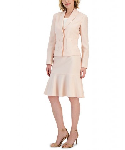 Crepe Button-Front Flounce Skirt Suit Regular and Petite Sizes Pink $69.00 Suits