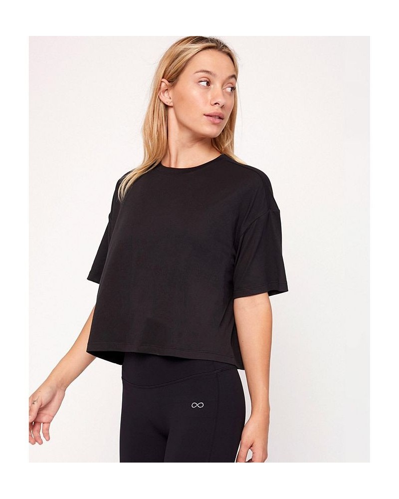 Cozy Boxy Tee Short Sleeve for Women Black $27.20 Tops