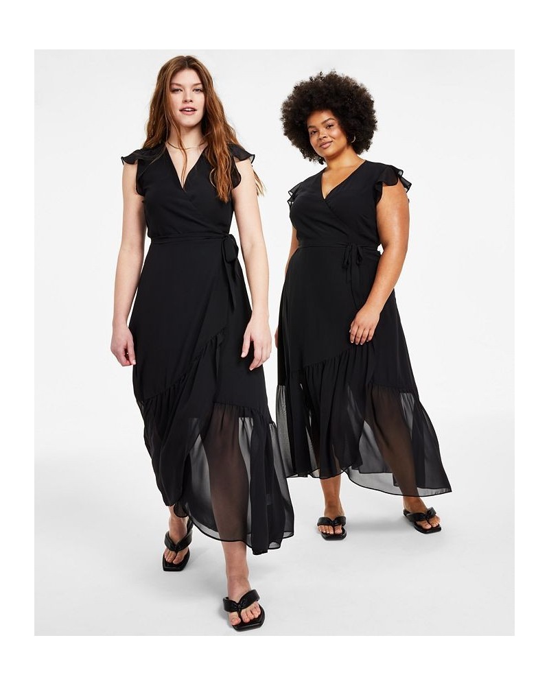 Maxi Wrap Dress P/XS-4X Deep Black $21.39 Dresses