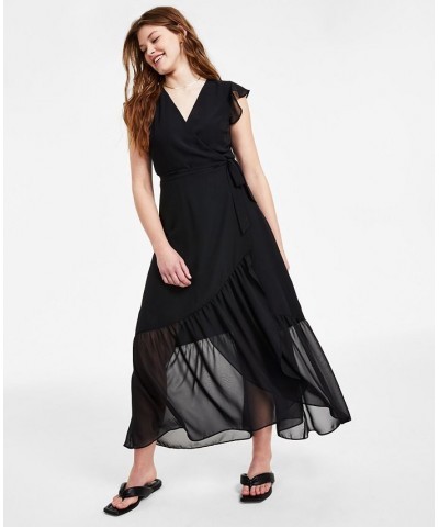 Maxi Wrap Dress P/XS-4X Deep Black $21.39 Dresses