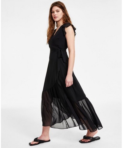 Maxi Wrap Dress P/XS-4X Deep Black $21.39 Dresses