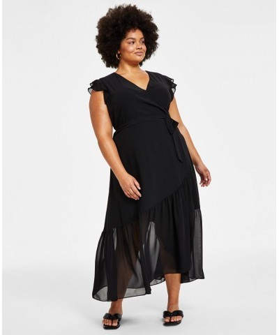 Maxi Wrap Dress P/XS-4X Deep Black $21.39 Dresses