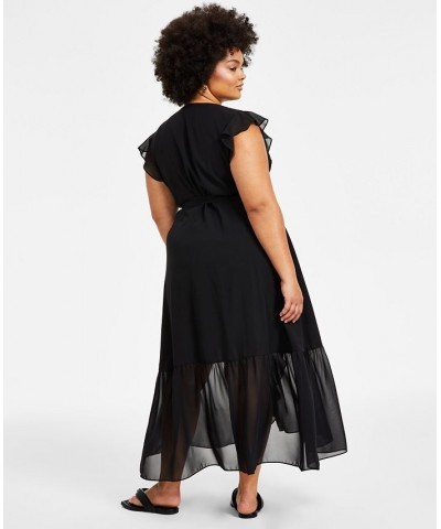 Maxi Wrap Dress P/XS-4X Deep Black $21.39 Dresses