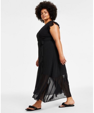 Maxi Wrap Dress P/XS-4X Deep Black $21.39 Dresses