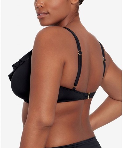 Beach Club Solid Ruffle Bikini Top & Hipster Bikini Bottoms Black $30.00 Swimsuits