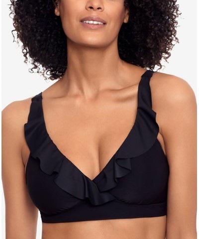 Beach Club Solid Ruffle Bikini Top & Hipster Bikini Bottoms Black $30.00 Swimsuits