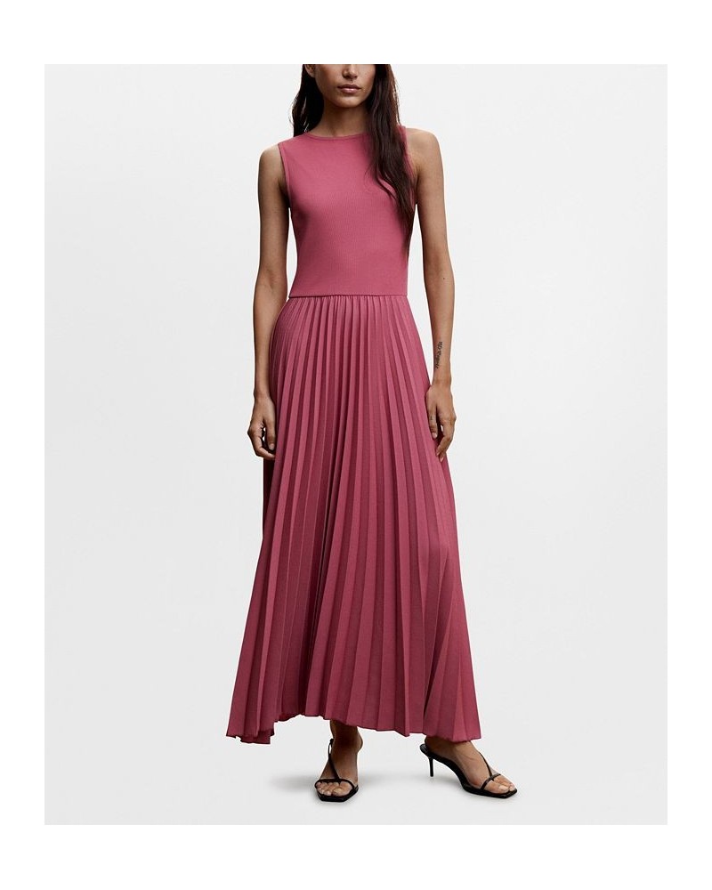 Women's Pleated Knitted Dress Pink $41.80 Dresses